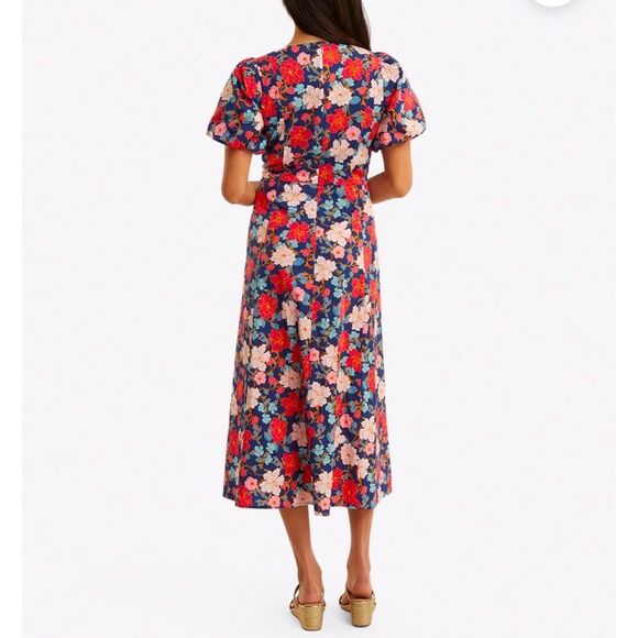 Draper James Julianne Floral Midi Dress - Blue and Red - Picture 2 of 4